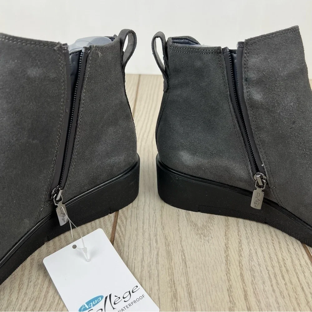 Aqua College Women's Loretta Waterproof Suede Booties 11M Dark Grey $130